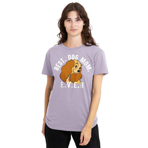 ウォルトディズニー レディース トップス ティーシャツ Disney Lady And The Tramp Best Dog Mom Ever T-Shirt Soft Lavender ラベンダー