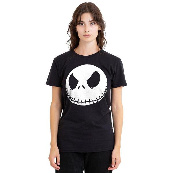 ウォルトディズニー レディース トップス プルオーバー Disney The Nightmare Before Christmas Jack Face Black T-S Black 黒いこと