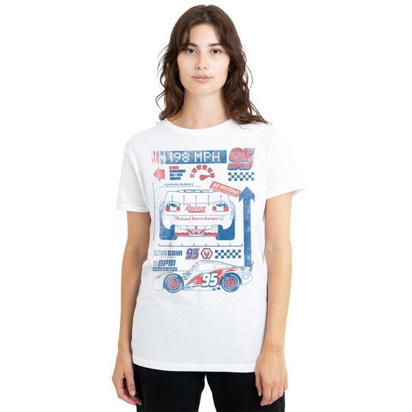 ウォルトディズニー レディース トップス ティーシャツ Disney Cars Lightning McQueen 198 T-Shirt White 白いこと