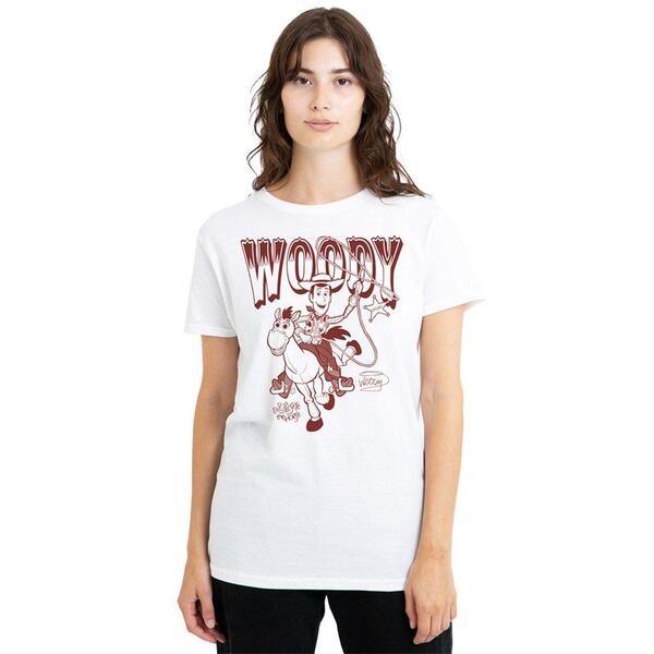 ウォルトディズニー レディース トップス プルオーバー Disney Toy Story Woody Bullseye Ride T Shirt White 白いこと