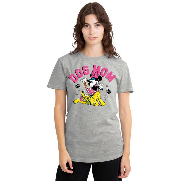 ウォルトディズニー レディース トップス ティーシャツ Disney Minnie Mouse Dog Mom T-Shirt Athletic Heather Light Grey 薄墨色