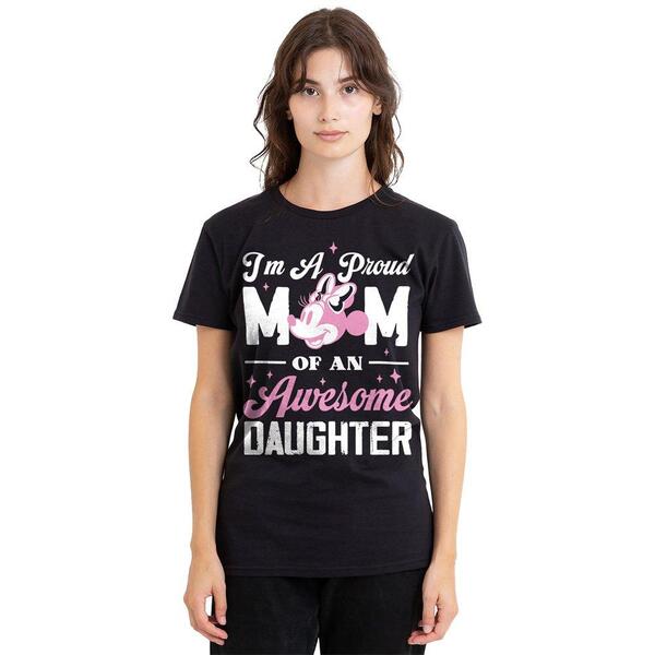 ウォルトディズニー レディース トップス プルオーバー Disney Minnie Mouse Proud Mom Of An Awesome Daughter T-Sh Black 黒いこと