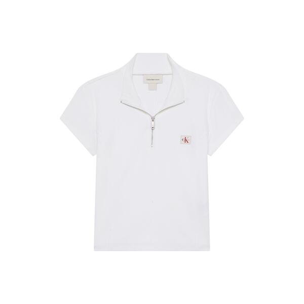カルバンクライン レディース トップス ポロシャツ ニット Calvin Klein Jeans Women's Knitted Short Sleeve Polo Shirt Bright White ホワイト|ReVida 店