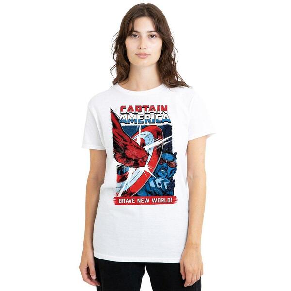 マーベル レディース トップス プルオーバー 旗がしら Marvel Captain America Brave Neworld Red Hulk Punch T-S White 白いこと