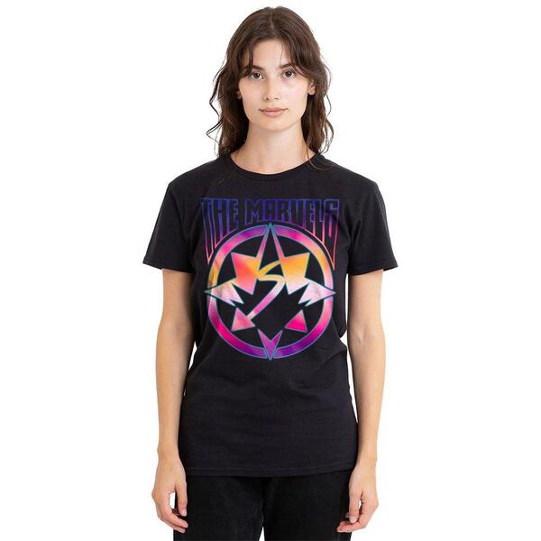 マーベル レディース トップス ティーシャツ ロゴタイプ Marvel The Marvels Gradient Logo T-Shirt Black 黒いこと