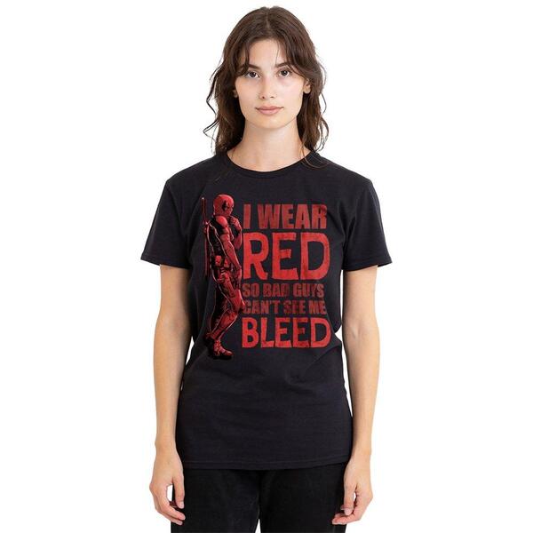 マーベル レディース トップス プルオーバー Marvel Deadpool Wolverine Weared CanT See Me Bleed T-S Black 黒いこと