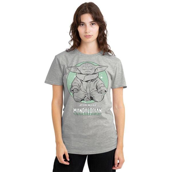 はやりっ児 ウォーズ レディース トップス ティーシャツ Star Wars The Mandalorian Relaxingrogu Yoga T-Shirt Athle Light Grey 薄墨色