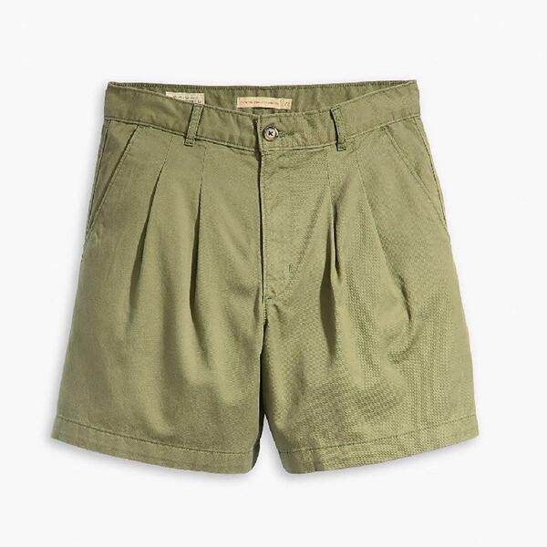 リーヴァイズジーンズ レディース ボトムス 二分の一ズボン下・さる股引き 筋目 遊撃手ズボン下 Levis Women\u0027s Pleated Tailored Shorts Deep Lichen Grn