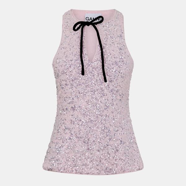 ガニー レディース トップス プルオーバー メッシュ より良い Ganni Women\u0027sqn Mesh Tank Vest Mauve Chalk 車輪止め