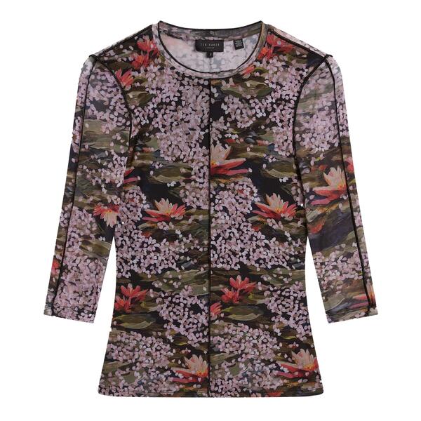 テッドベーカー レディース トップス シャツ プリント メッシュ Ted Baker Ted Baker Mesh Printop Black ブラック｜ReVida 店