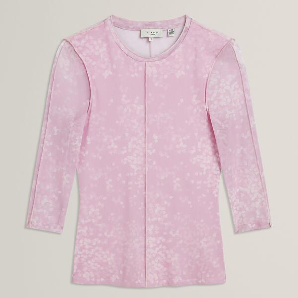 テッドベーカー レディース トップス シャツ プリント メッシュ Ted Baker Ted Baker Mesh Printopl-Pink ピンク｜ReVida 店