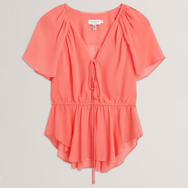 テッドベーカー レディース トップス プルオーバー Ted Baker Ted Baker Soft Woven Peplum Top Coral コーラル