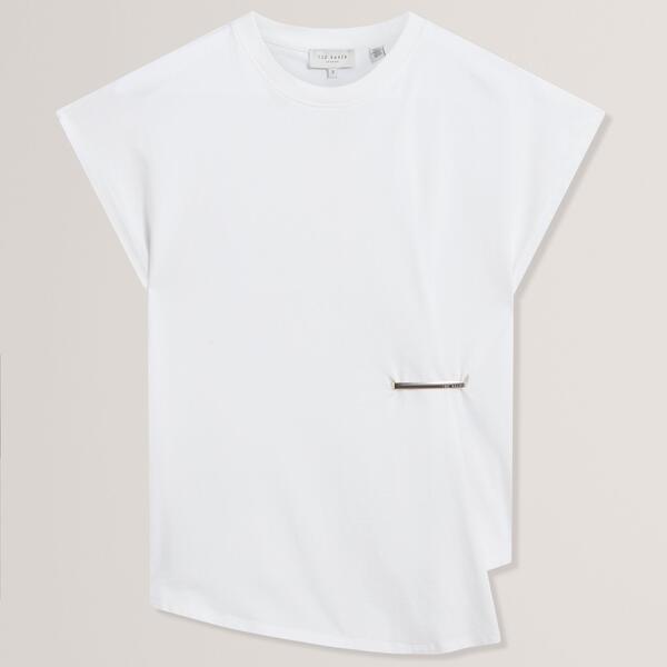 テッドベーカー レディース トップス ティーシャツ Ted Baker Women\u0027s Metal Trim T-Shirt WHITE 白いこと