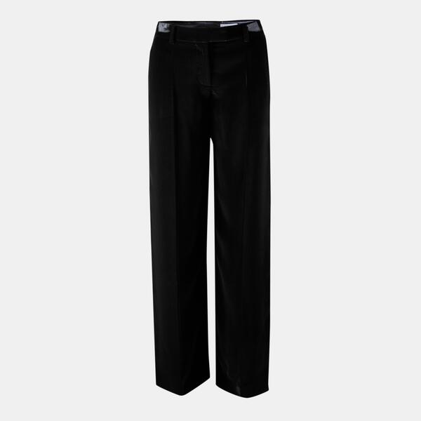 アレキサンダー・マックイーン レディース ボトムス 心地よいズボン下 引っ切りない 天鵝絨 Alexander McQueen Women\u0027s Alex Velvet Straight Leg Trouser Black 黒いこと
