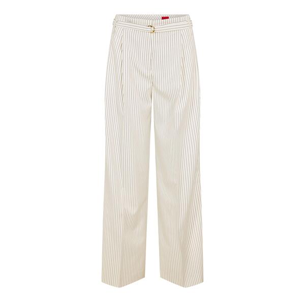 フューゴ レディース ボトムス 心地好いズボン下 引っ切り無い Hugo Women\u0027straight Leg Trousers White 969 白いこと