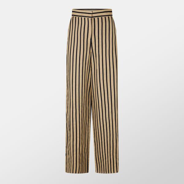 マックスマーラ レディース ボトムス カジュアルパンツ Max Mara Cestino Striped Palazzo Trousersand サンド|ReVida 店