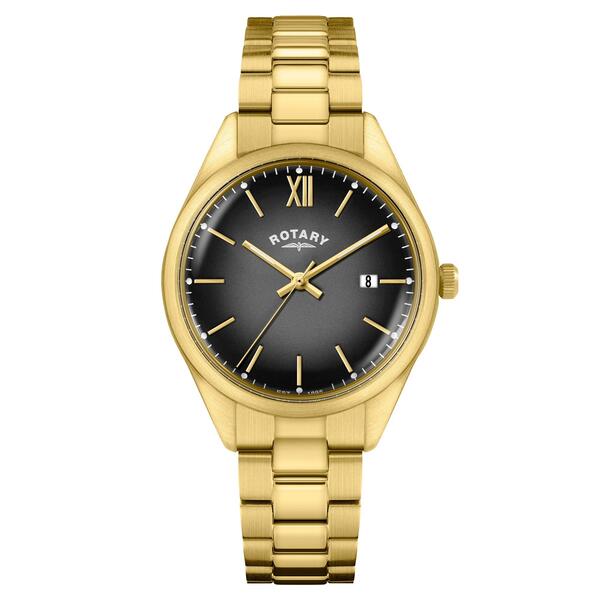 円形交差点 メンズ 佩び物 ピアス・イヤリング Rotary Mens Heritage Grey Dial SS Bracelet Watch Silver しろがね色