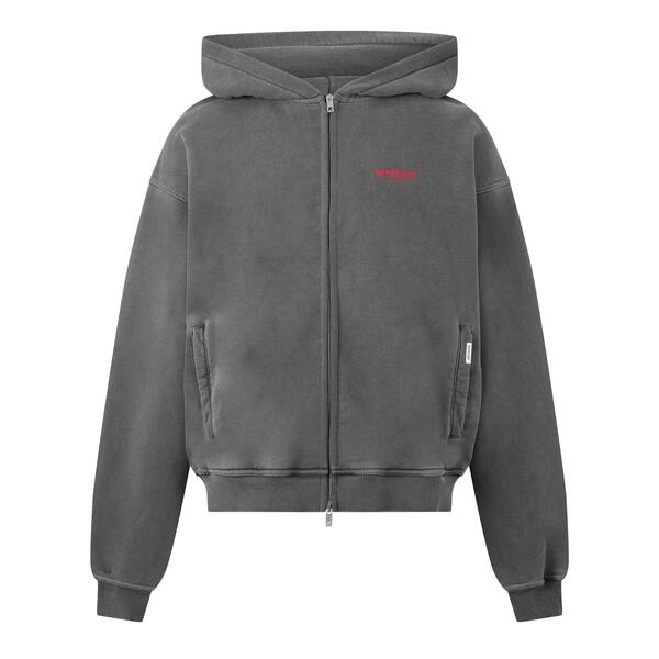 リプレゼント メンズ アウター パーカー・スウェット ロゴタイプ Represent Men\u0027s Rep Owners Club Zipped Hoodie Bold Logo Washed Blck/Red 赤いこと
