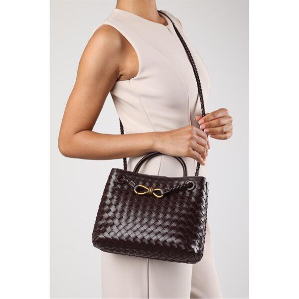ホエアズザットフロム レディース バッグ レザー Wheres That From Wheres Woven Leather Tote bag with Goldetail Brown ブラウン｜ReVida 店