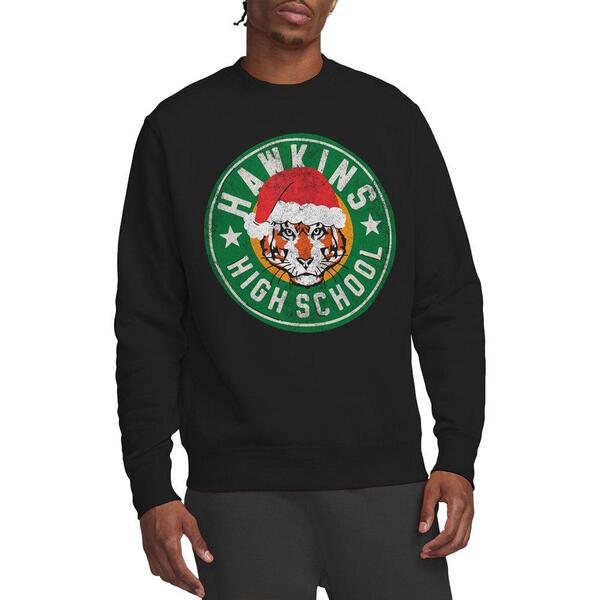 ストレンジャーシングス メンズ トップス プルオーバー ロゴタイプ Stranger Thingstranger Things Hawkins High School Christmas Logo Black 黒いこと