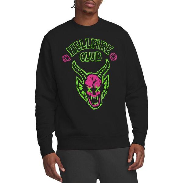 ストレンジャーシングス メンズ トップス プルオーバー ロゴタイプ Stranger Thingstranger Things Hellfire Neon Sketch Logo Sweatshi Black 黒いこと
