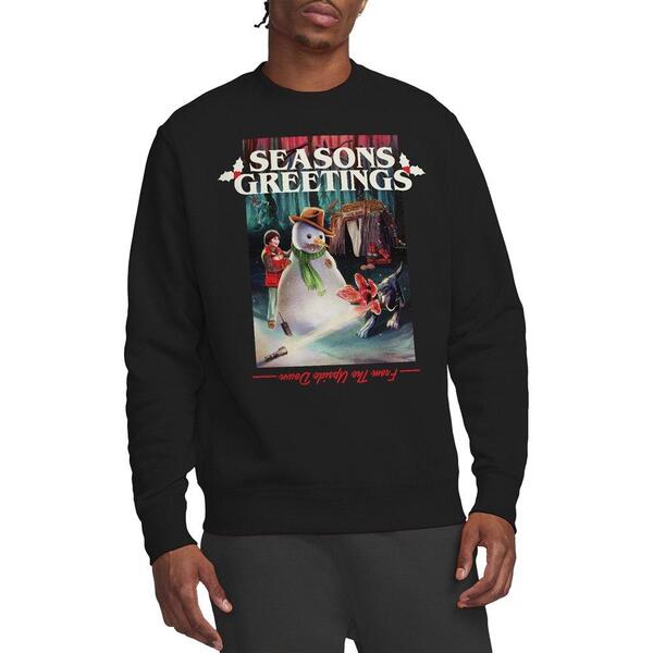 ストレンジャーシングス メンズ トップス プルオーバー Stranger Thingstranger Thingseasons Greetingsnowman Christma Black 黒いこと