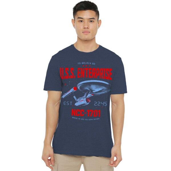 スター・トレック メンズ トップス プルオーバー Star Trek Star Trek Stardate 2245-Adult Heather Navy 米国海軍