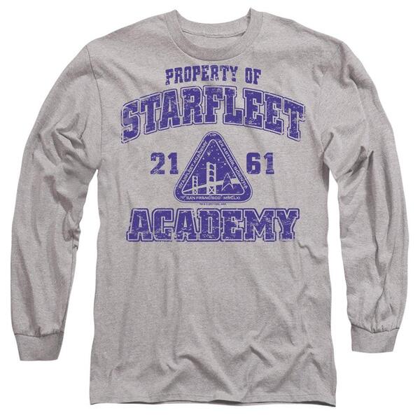 スター・トレック メンズ トップス プルオーバー Star Trek Star Trek Old Schoolong Sleeve T-Shirt Athletic Light Grey 薄墨色