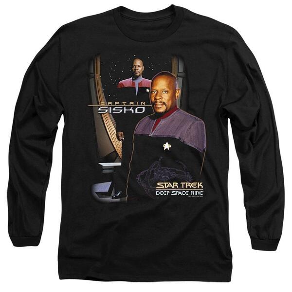 スター・トレック メンズ トップス プルオーバー 旗がしら Star Trek Star Trek Captain Sisko Long Sleeve T-Shirt Black 黒いこと