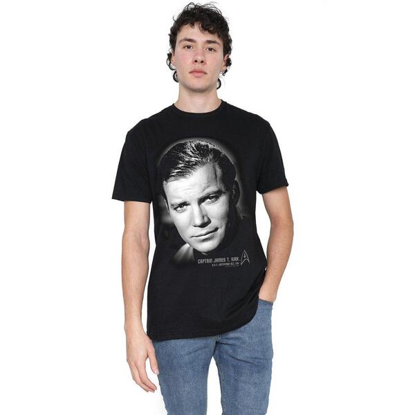 スター・トレック メンズ トップス プルオーバー 旗がしら Star Trek Star Trek Captain Kirk Portrait Shirt Black 黒いこと