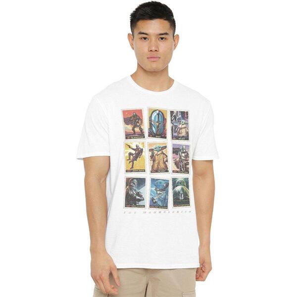 はやりっ児 ウォーズ メンズ トップス プルオーバー Star Wars The Mandalorian Distressed Trading Card Grid T-Shi White 白いこと