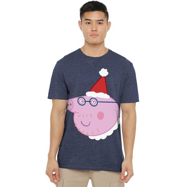 ハズブロ メンズ トップス プルオーバー Hasbro Peppa Pig Daddy Pig Santa Hat Shirt Navy 米国海軍