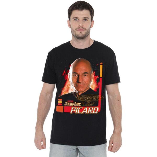 スター・トレック メンズ アウター 編み物・スウェーター プルオーバー 旗がしら Star Trek Star Trek Captain Picard T Shirt Black 黒いこと