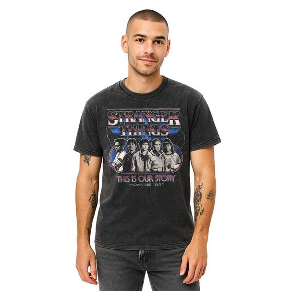 ストレンジャーシングス メンズ トップス プルオーバー Stranger Thingstranger Things Retro Thunder Group T Shirt Black 黒いこと