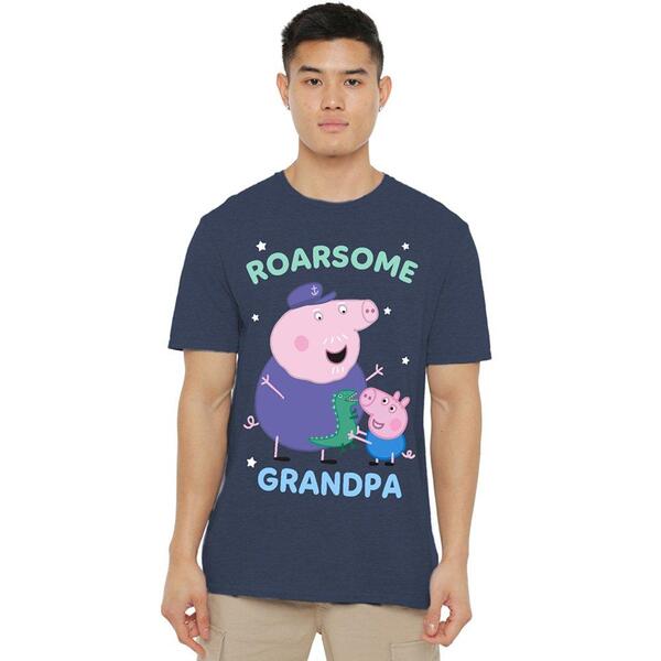 ハズブロ メンズ トップス プルオーバー Hasbro Peppa Pig Roarsome Grandpa Pig T Shirt Heather Navy 米国海軍