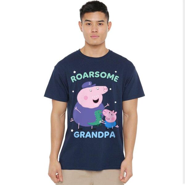 ハズブロ メンズ トップス プルオーバー Hasbro Peppa Pig Roarsome Grandpa Pig T Shirt Navy 米国海軍