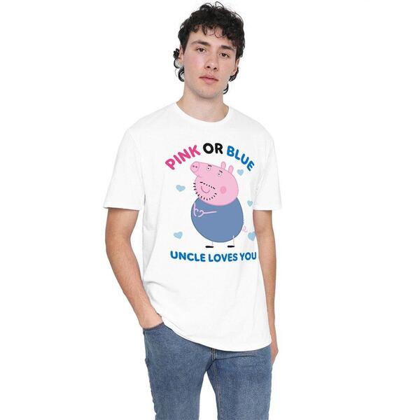 ハズブロ メンズ トップス プルオーバー Hasbro Peppa Pig Pink Or Blue Uncle Pig Loves You T Shirt White 白いこと