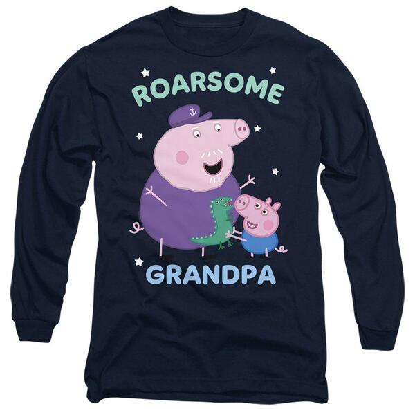 ハズブロ メンズ トップス プルオーバー Hasbro Peppa Pig Roarsome Grandpa Pig Long Sleeve T Shirt Navy 米国海軍