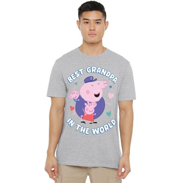 ハズブロ メンズ トップス プルオーバー Hasbro Peppa Pig Best Grandpa In The World T Shirt Heath Grey 薄墨色