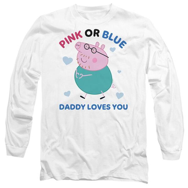 ハズブロ メンズ トップス プルオーバー Hasbro Peppa Pig Pink Or Blue Daddy Pig Loves You Long Sl White 白いこと