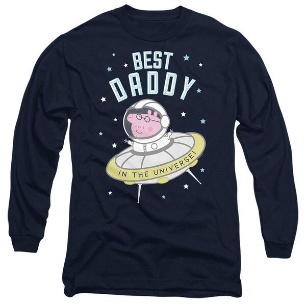 ハズブロ メンズ トップス プルオーバー Hasbro Peppa Pig Best Daddy Pig In The Universe Long Slee Navy 米国海軍