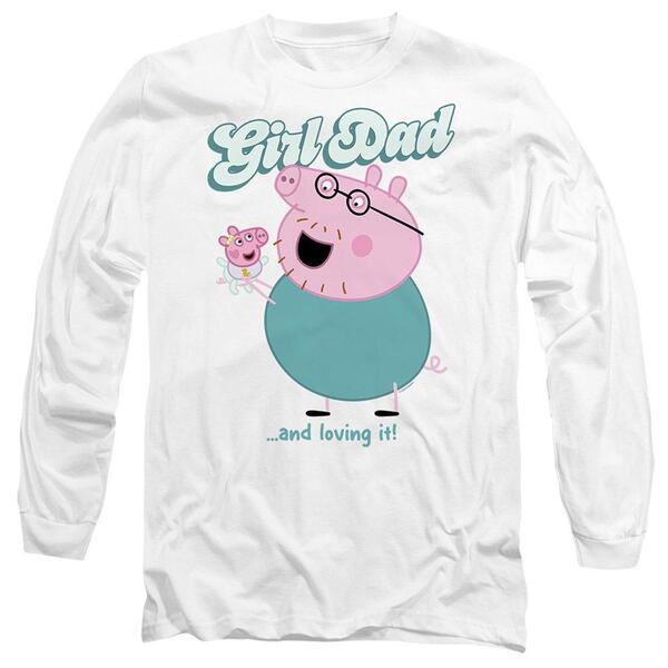 ハズブロ メンズ トップス プルオーバー Hasbro Peppa Pig - Daddy Pigirl Dad And Loving It Long White 白いこと