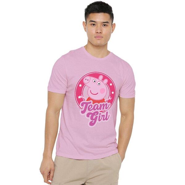 ハズブロ メンズ トップス プルオーバー Hasbro Peppa Pig Team Girl Badge T Shirt Light Pink サクラ色
