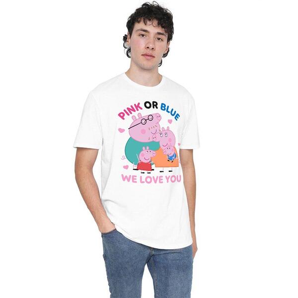 ハズブロ メンズ トップス プルオーバー Hasbro Peppa Pig Family Pink Or Blue We Love You T Shirt White 白いこと