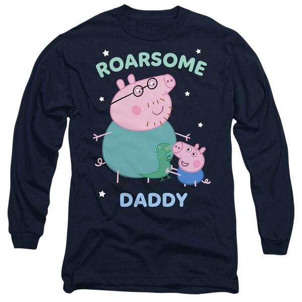 ハズブロ メンズ トップス プルオーバー Hasbro Peppa Pig Roarsome Daddy Pig Long Sleeve T Shirt Navy 米国海軍
