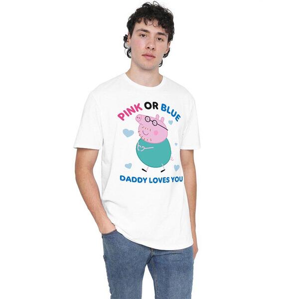 ハズブロ メンズ トップス プルオーバー Hasbro Peppa Pig Pink Or Blue Daddy Pig Loves You T Shirt White 白いこと