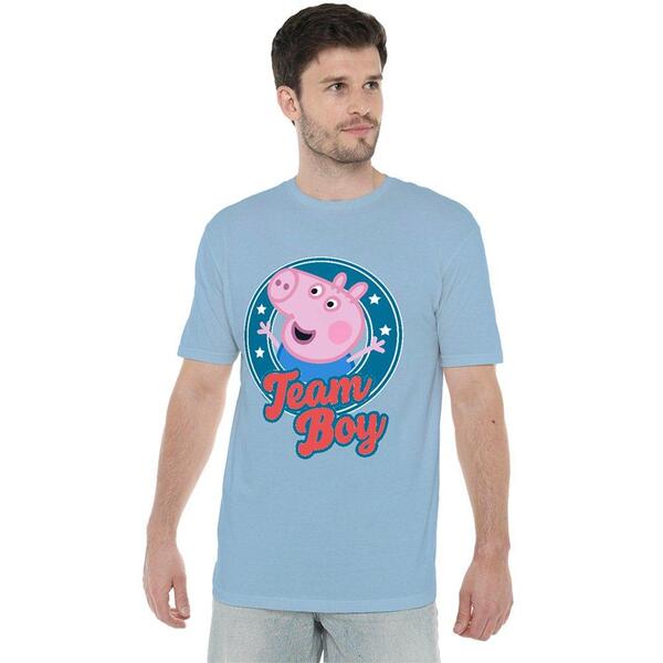 ハズブロ メンズ トップス プルオーバー Hasbro Peppa Pigeorge Pig Team Boy Badge T Shirt Sky Blue 青色