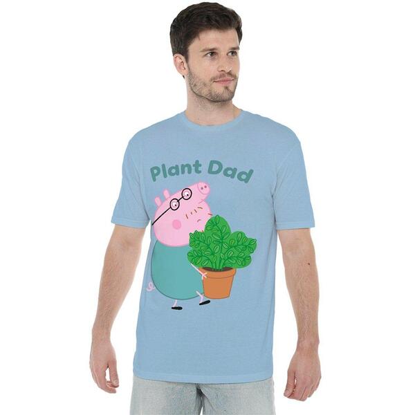 ハズブロ メンズ トップス プルオーバー Hasbro Peppa Pig Daddy Pig Plant Dad T Shirt Sky Light Blue 青色
