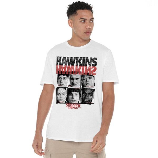 ストレンジャーシングス メンズ トップス プルオーバー 落ちこむ Stranger Thingstranger Things Hawkins Upside Down T Shirt White 白いこと