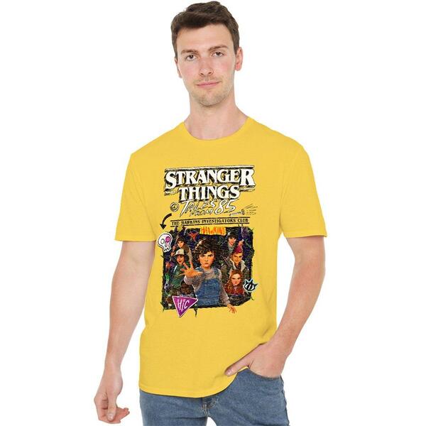 ストレンジャーシングス メンズ トップス プルオーバー Stranger Thingstranger Things Tales From 85 Grouposter T Shirt Yellow 黄色